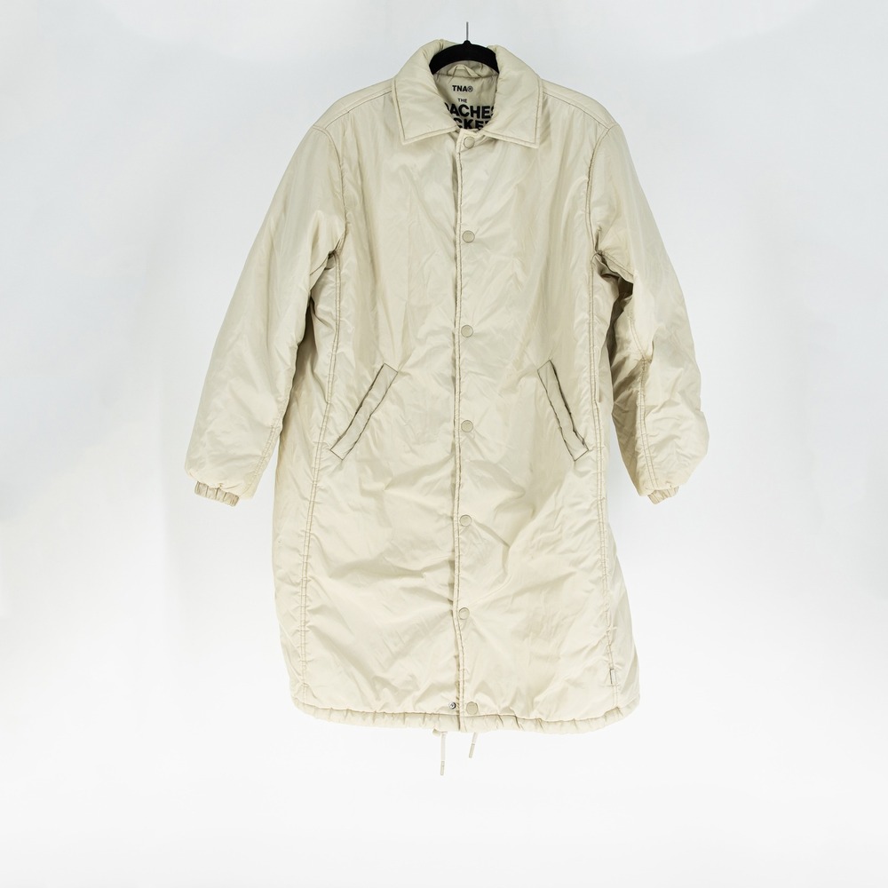 TNA Aritzia The Coaches Long Water Resistant Collared Snap Button Front Jacket